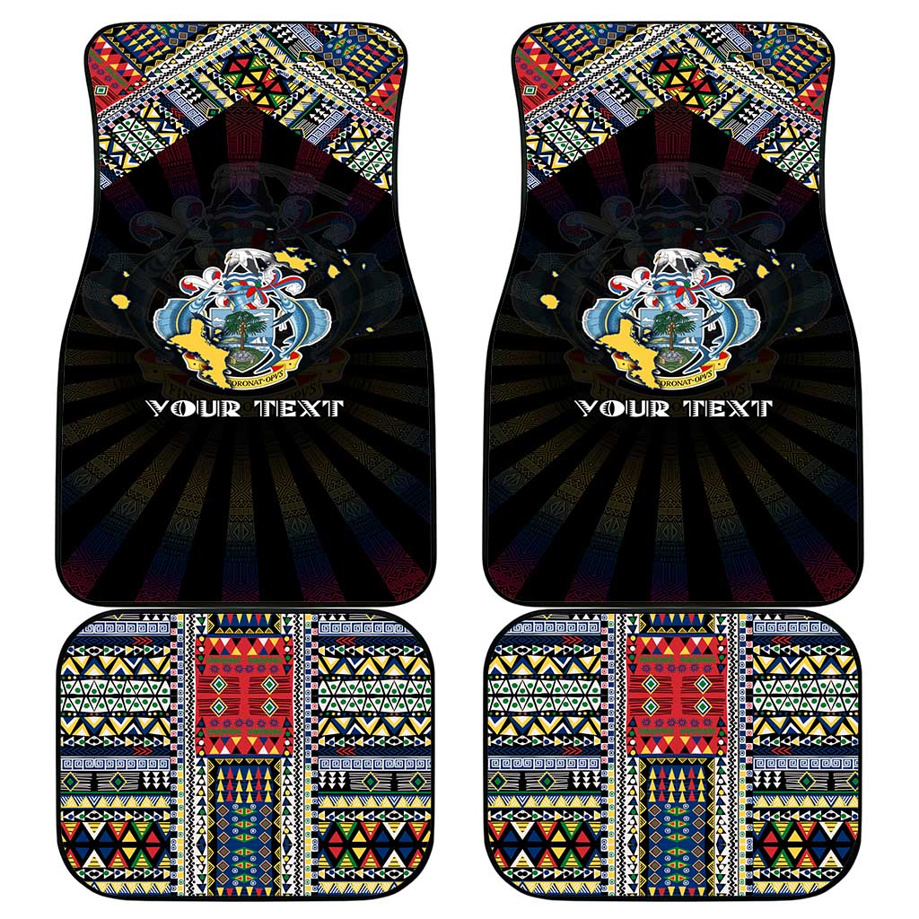 Seychelles Roots Car Mats African Map in Fingerprint and Tribal Colors