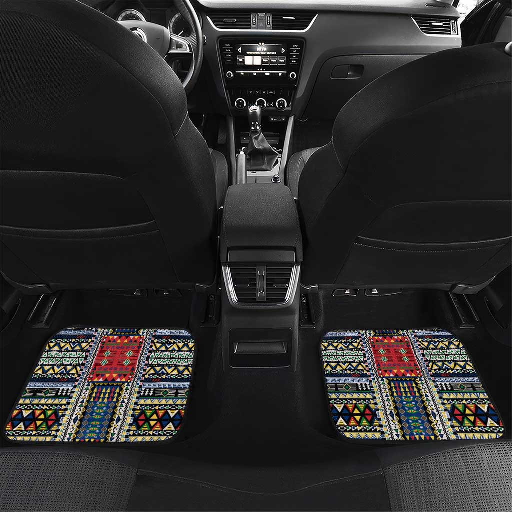 Seychelles Roots Car Mats African Map in Fingerprint and Tribal Colors