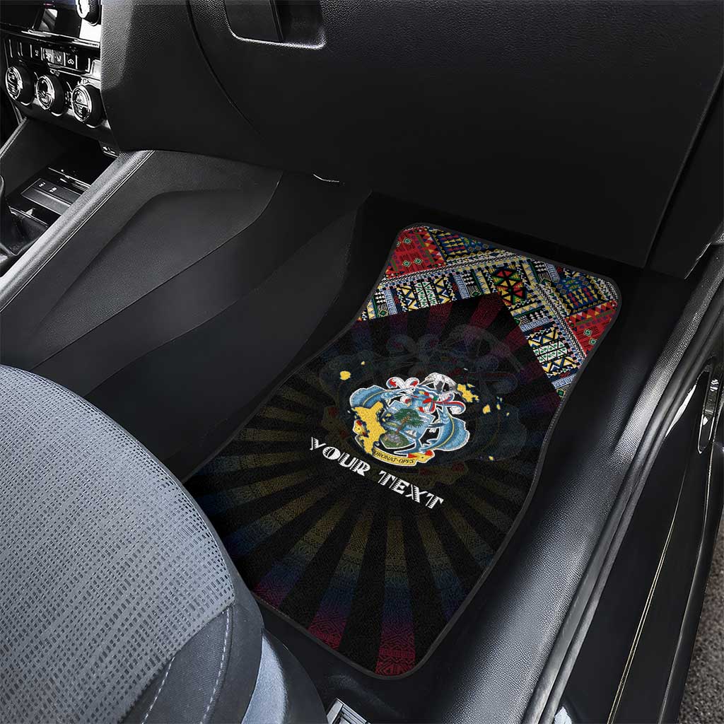 Seychelles Roots Car Mats African Map in Fingerprint and Tribal Colors
