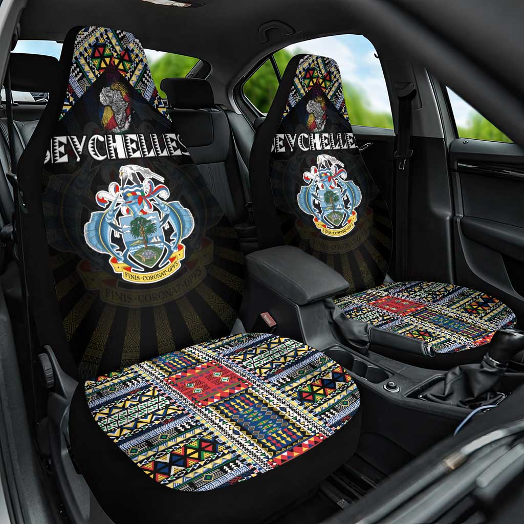 Seychelles Roots Car Seat Cover African Map in Fingerprint and Tribal Colors