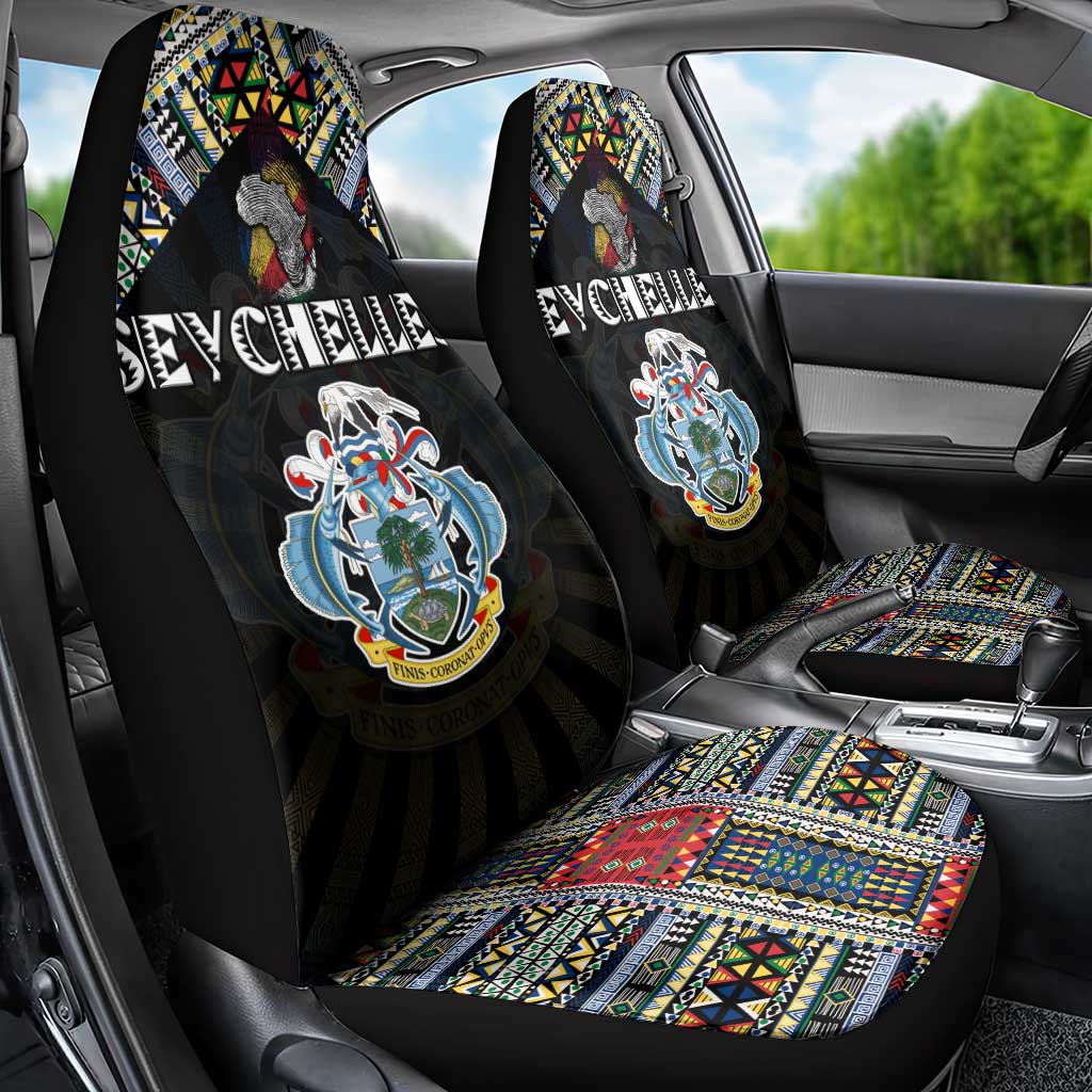 Seychelles Roots Car Seat Cover African Map in Fingerprint and Tribal Colors