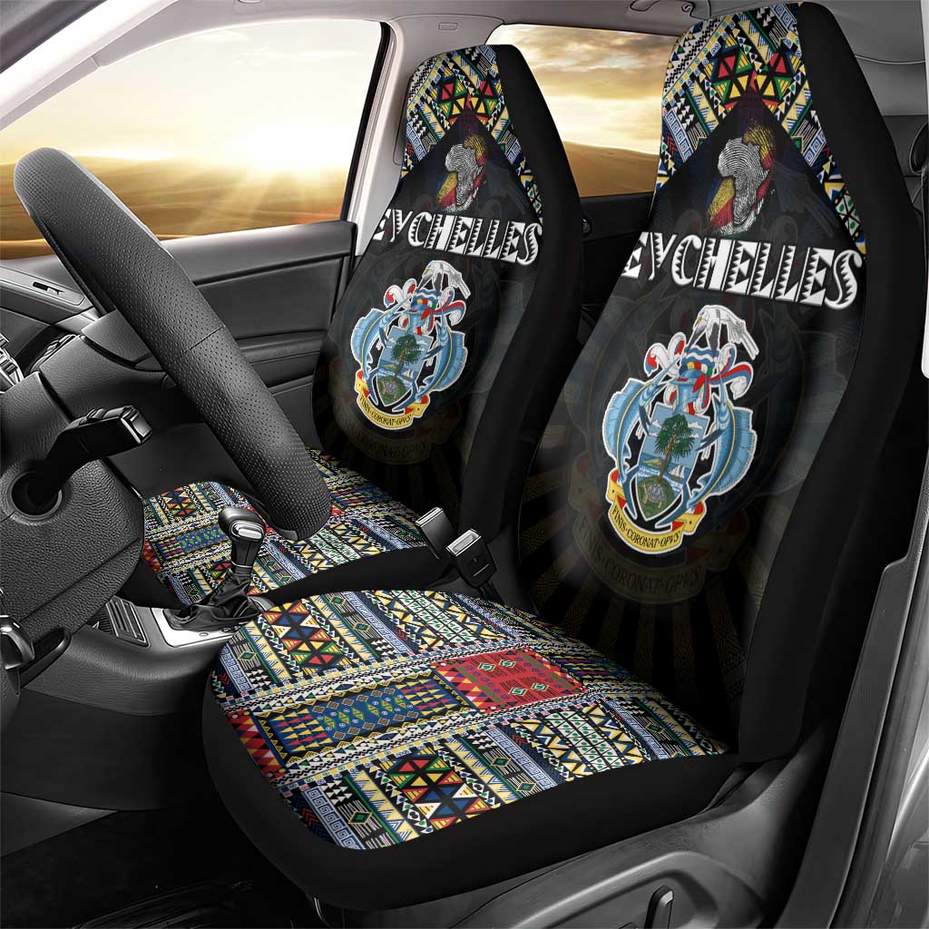Seychelles Roots Car Seat Cover African Map in Fingerprint and Tribal Colors