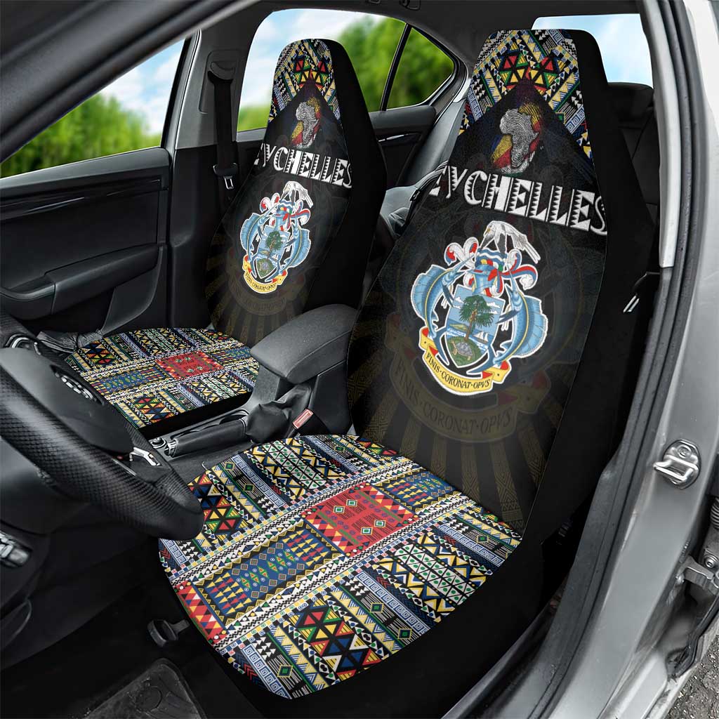 Seychelles Roots Car Seat Cover African Map in Fingerprint and Tribal Colors