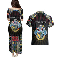 Personalized Seychelles Roots Couples Matching Puletasi and Hawaiian Shirt African Map in Fingerprint and Tribal Colors