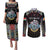 Personalized Seychelles Roots Couples Matching Puletasi and Long Sleeve Button Shirt African Map in Fingerprint and Tribal Colors