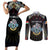 Personalized Seychelles Roots Couples Matching Short Sleeve Bodycon Dress and Long Sleeve Button Shirt African Map in Fingerprint and Tribal Colors