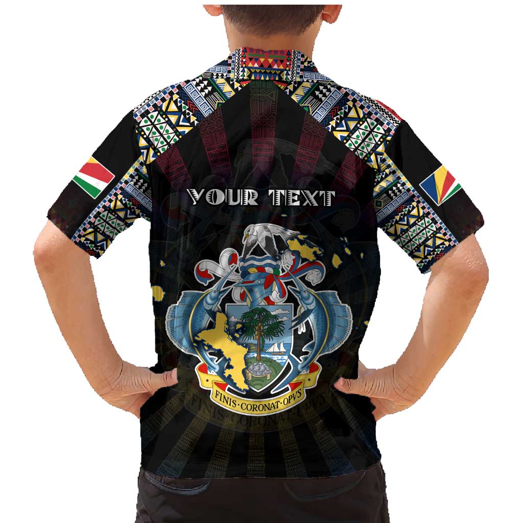 Personalized Seychelles Roots Family Matching Mermaid Dress and Hawaiian Shirt African Map in Fingerprint and Tribal Colors