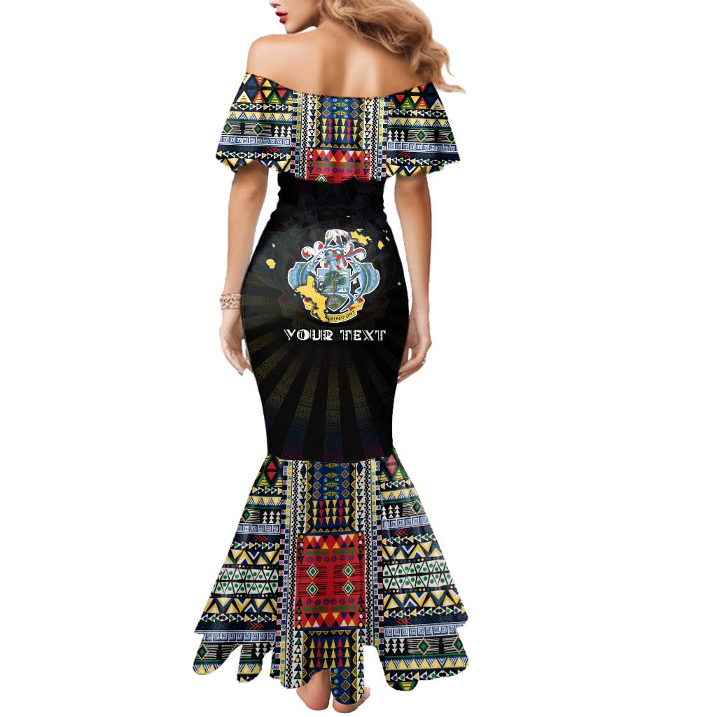 Personalized Seychelles Roots Family Matching Mermaid Dress and Hawaiian Shirt African Map in Fingerprint and Tribal Colors