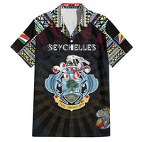 Personalized Seychelles Roots Family Matching Off The Shoulder Long Sleeve Dress and Hawaiian Shirt African Map in Fingerprint and Tribal Colors