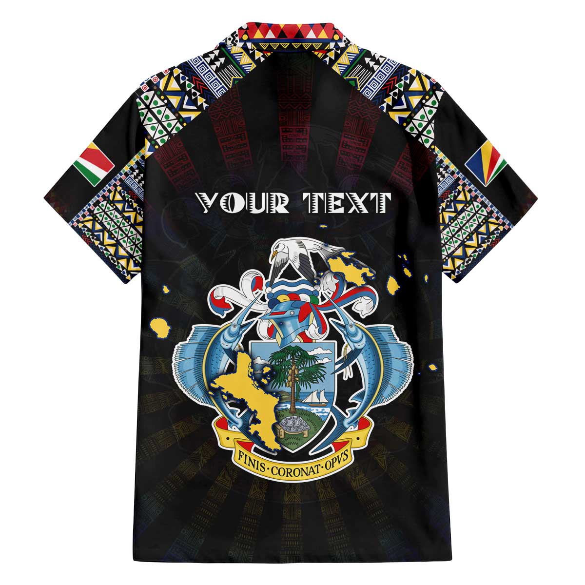 Personalized Seychelles Roots Family Matching Off The Shoulder Long Sleeve Dress and Hawaiian Shirt African Map in Fingerprint and Tribal Colors