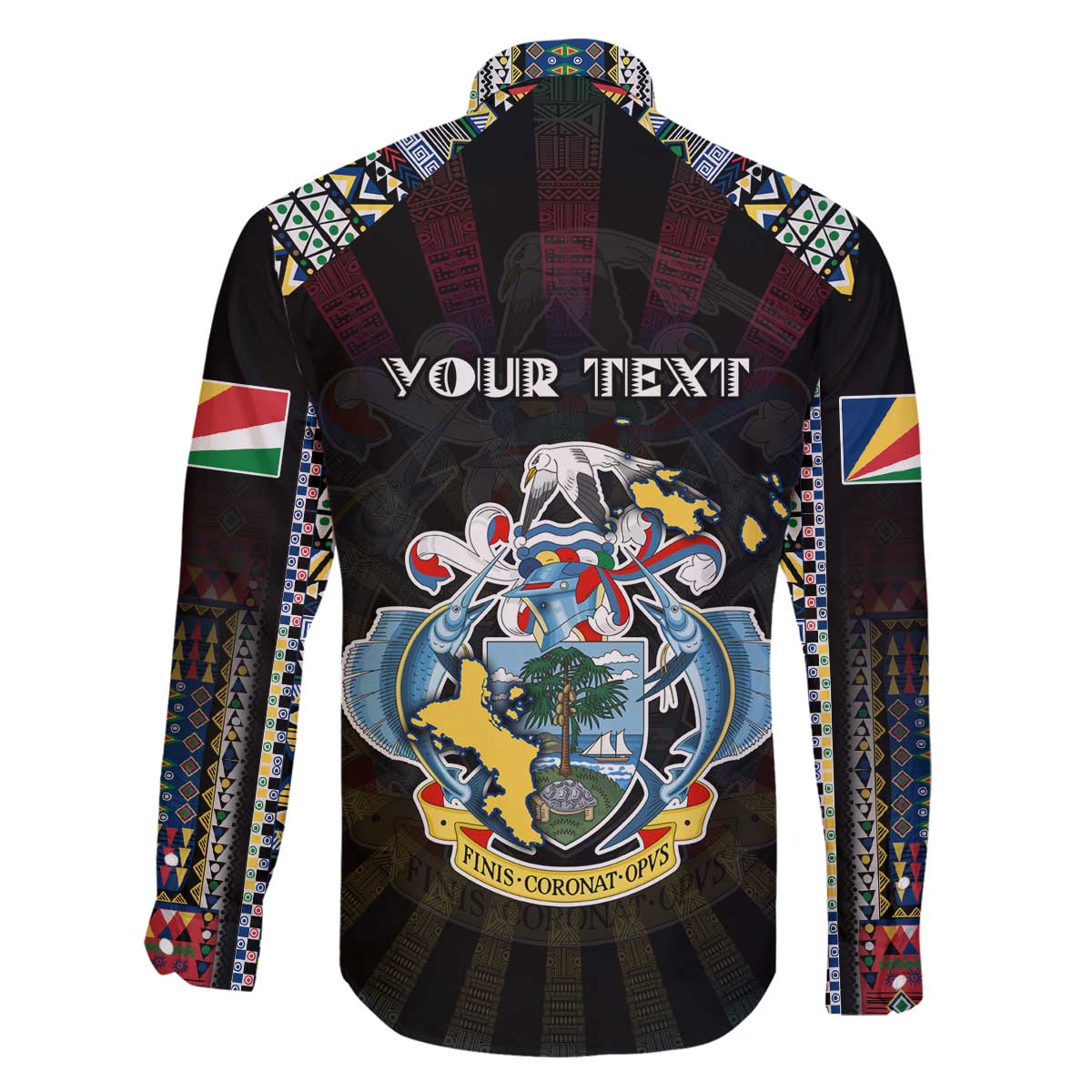 Personalized Seychelles Roots Family Matching Off The Shoulder Long Sleeve Dress and Hawaiian Shirt African Map in Fingerprint and Tribal Colors