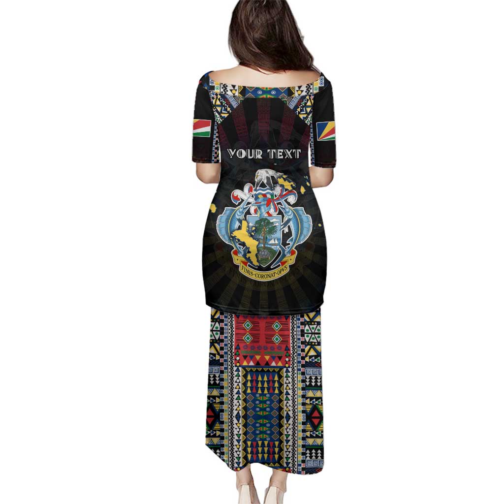 Personalized Seychelles Roots Family Matching Puletasi and Hawaiian Shirt African Map in Fingerprint and Tribal Colors