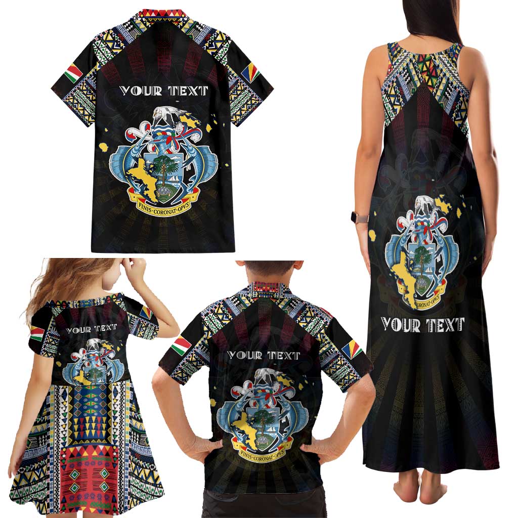 Personalized Seychelles Roots Family Matching Tank Maxi Dress and Hawaiian Shirt African Map in Fingerprint and Tribal Colors