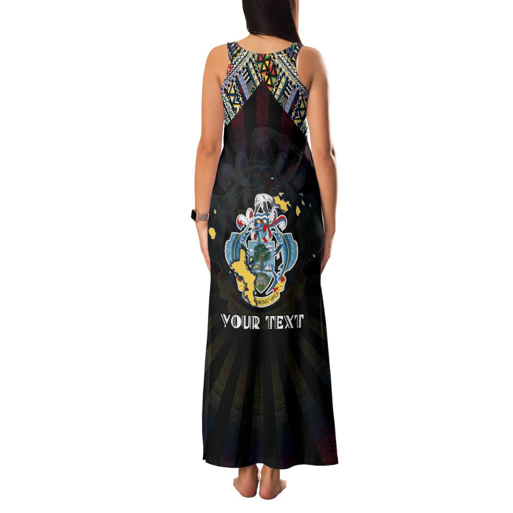 Personalized Seychelles Roots Family Matching Tank Maxi Dress and Hawaiian Shirt African Map in Fingerprint and Tribal Colors