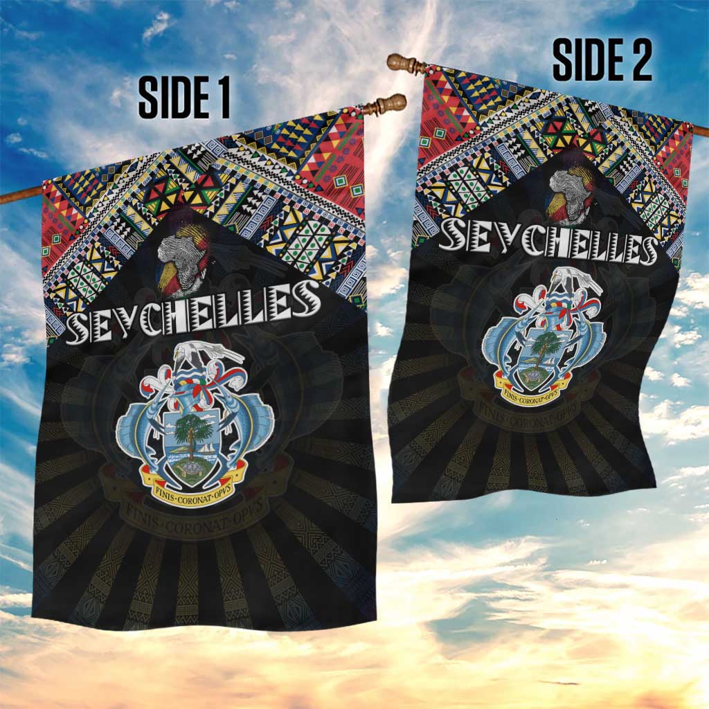 Seychelles Roots Garden Flag African Map in Fingerprint and Tribal Colors