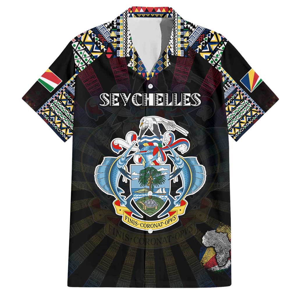 Personalized Seychelles Roots Hawaiian Shirt African Map in Fingerprint and Tribal Colors
