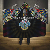 Seychelles Roots Hooded Blanket African Map in Fingerprint and Tribal Colors