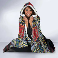 Seychelles Roots Hooded Blanket African Map in Fingerprint and Tribal Colors