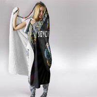 Seychelles Roots Hooded Blanket African Map in Fingerprint and Tribal Colors