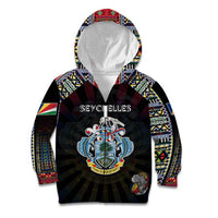 Personalized Seychelles Roots Kid Hoodie African Map in Fingerprint and Tribal Colors