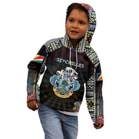 Personalized Seychelles Roots Kid Hoodie African Map in Fingerprint and Tribal Colors