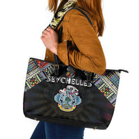 Seychelles Roots Leather Tote Bag African Map in Fingerprint and Tribal Colors