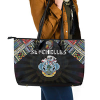 Seychelles Roots Leather Tote Bag African Map in Fingerprint and Tribal Colors