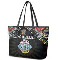 Seychelles Roots Leather Tote Bag African Map in Fingerprint and Tribal Colors