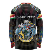 Personalized Seychelles Roots Long Sleeve Shirt African Map in Fingerprint and Tribal Colors