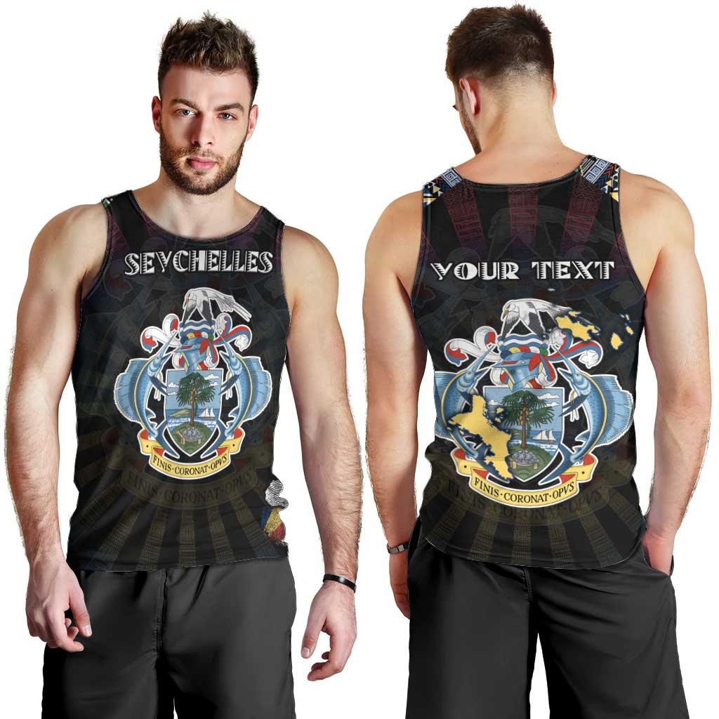 Personalized Seychelles Roots Men Tank Top African Map in Fingerprint and Tribal Colors