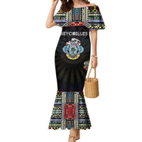 Personalized Seychelles Roots Mermaid Dress African Map in Fingerprint and Tribal Colors