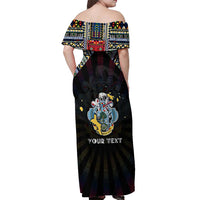 Personalized Seychelles Roots Off Shoulder Maxi Dress African Map in Fingerprint and Tribal Colors