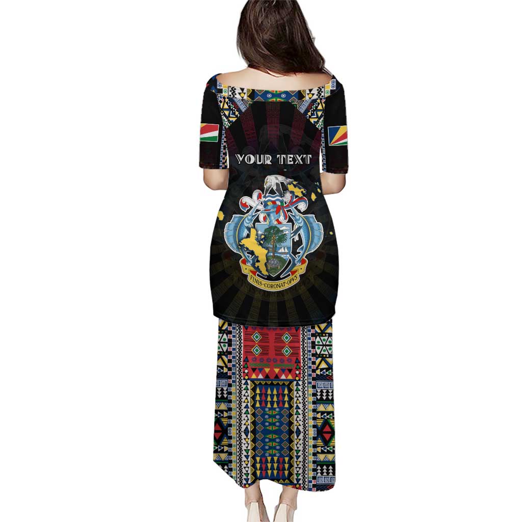 Personalized Seychelles Roots Puletasi African Map in Fingerprint and Tribal Colors