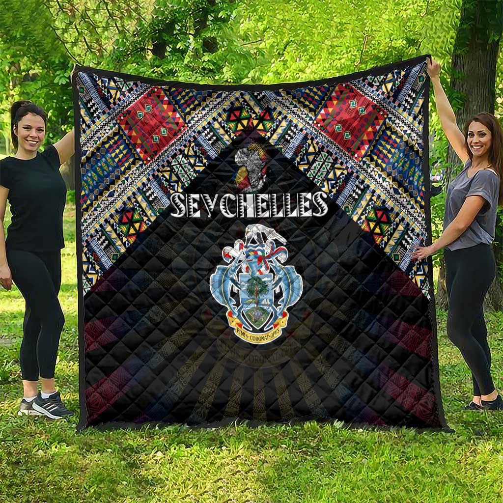 Seychelles Roots Quilt African Map in Fingerprint and Tribal Colors