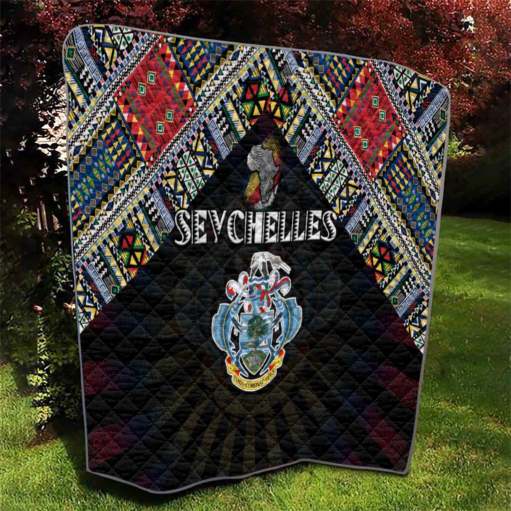 Seychelles Roots Quilt African Map in Fingerprint and Tribal Colors