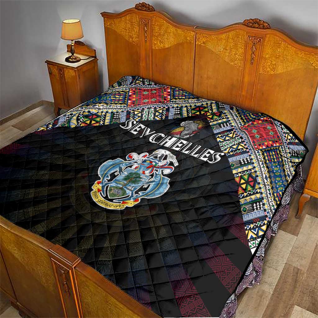 Seychelles Roots Quilt African Map in Fingerprint and Tribal Colors