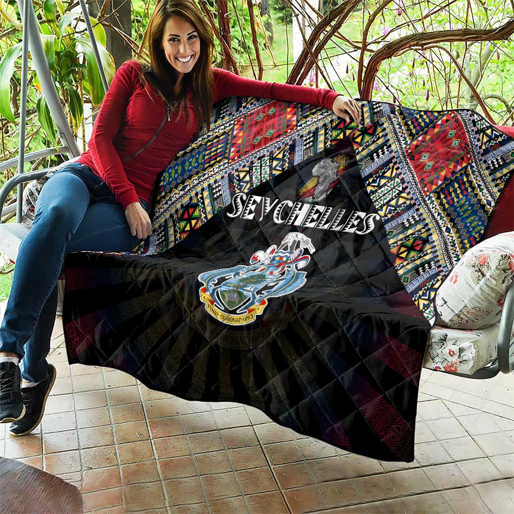 Seychelles Roots Quilt African Map in Fingerprint and Tribal Colors