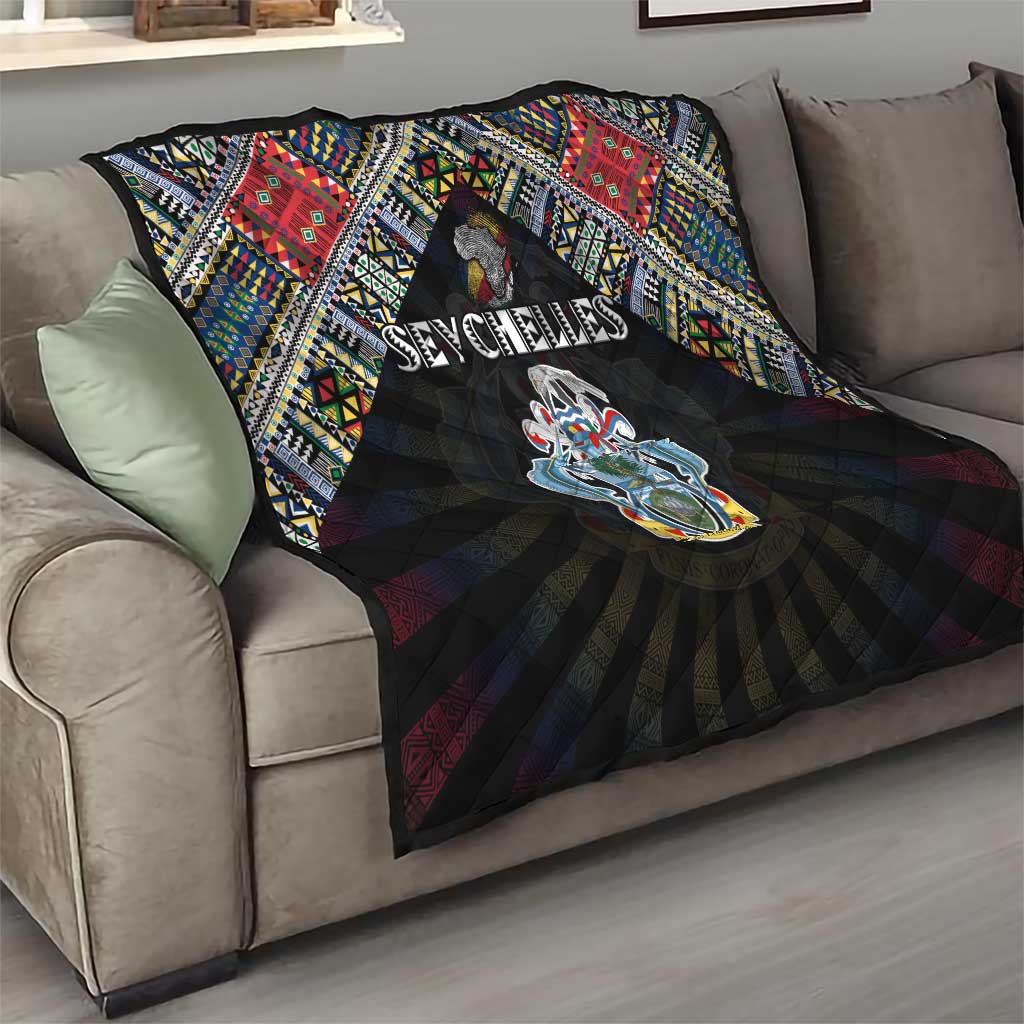 Seychelles Roots Quilt African Map in Fingerprint and Tribal Colors