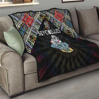 Seychelles Roots Quilt African Map in Fingerprint and Tribal Colors