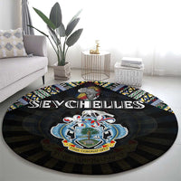 Seychelles Roots Round Carpet African Map in Fingerprint and Tribal Colors