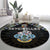 Seychelles Roots Round Carpet African Map in Fingerprint and Tribal Colors