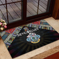 Seychelles Roots Rubber Doormat African Map in Fingerprint and Tribal Colors