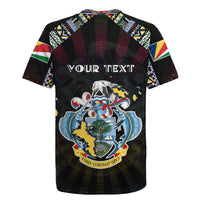 Personalized Seychelles Roots Rugby Jersey African Map in Fingerprint and Tribal Colors