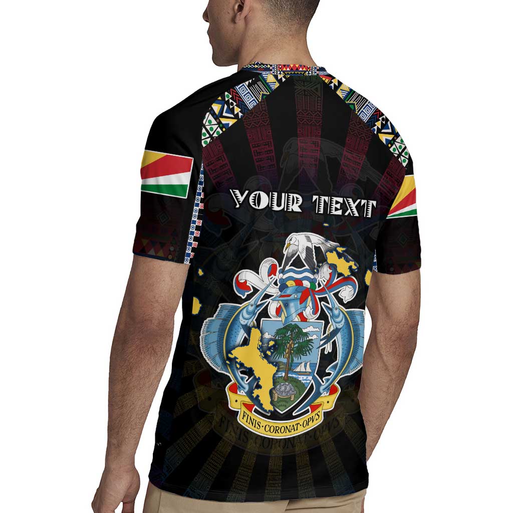 Personalized Seychelles Roots Rugby Jersey African Map in Fingerprint and Tribal Colors