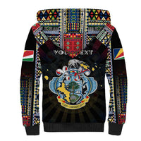 Personalized Seychelles Roots Sherpa Hoodie African Map in Fingerprint and Tribal Colors
