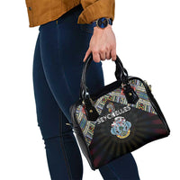 Seychelles Roots Shoulder Handbag African Map in Fingerprint and Tribal Colors