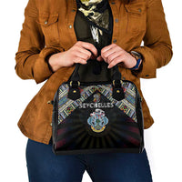 Seychelles Roots Shoulder Handbag African Map in Fingerprint and Tribal Colors