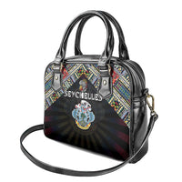 Seychelles Roots Shoulder Handbag African Map in Fingerprint and Tribal Colors