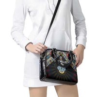 Seychelles Roots Shoulder Handbag African Map in Fingerprint and Tribal Colors