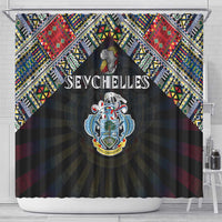 Seychelles Roots Shower Curtain African Map in Fingerprint and Tribal Colors